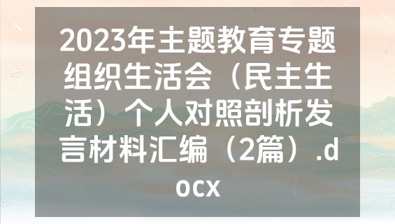 2023年主题教育专题组织生活会（民主生活）个人对照剖析发言材料汇编（2篇）.docx
