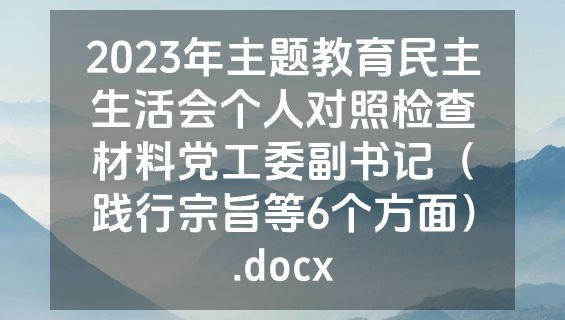 2023年主题教育民主生活会个人对照检查材料党工委副书记（践行宗旨等6个方面）.docx