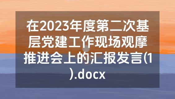 在2023年度第二次基层党建工作现场观摩推进会上的汇报发言(1).docx