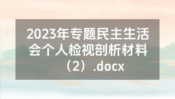 2023年专题民主生活会个人检视剖析材料（2）.docx