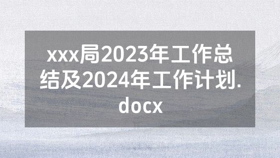 xxx局2023年工作总结及2024年工作计划.docx