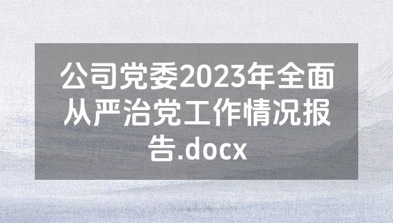 公司党委2023年全面从严治党工作情况报告.docx