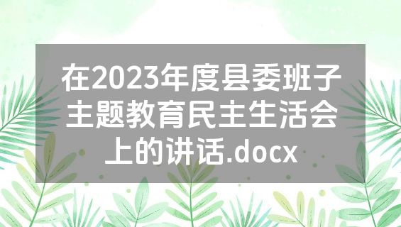 在2023年度县委班子主题教育民主生活会上的讲话.docx