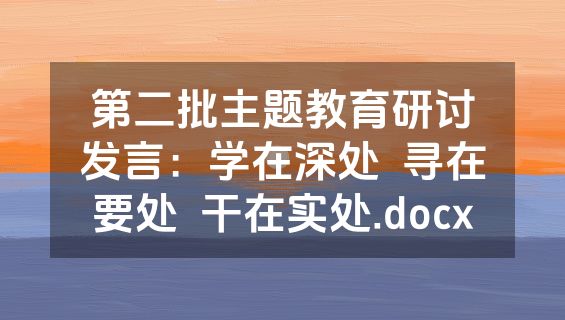 第二批主题教育研讨发言：学在深处  寻在要处  干在实处.docx