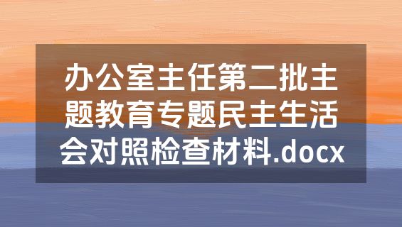 办公室主任第二批主题教育专题民主生活会对照检查材料.docx