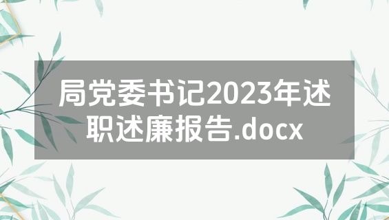 局党委书记2023年述职述廉报告.docx