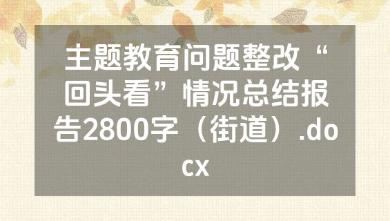 主题教育问题整改“回头看”情况总结报告2800字（街道）.docx