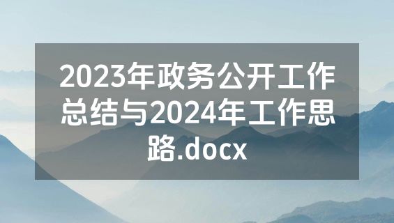 2023年政务公开工作总结与2024年工作思路.docx