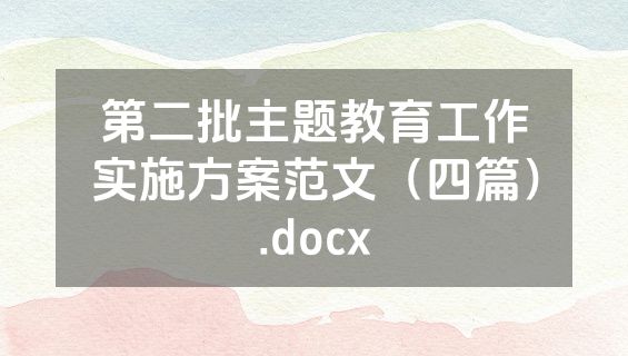 第二批主题教育工作实施方案范文（四篇）.docx