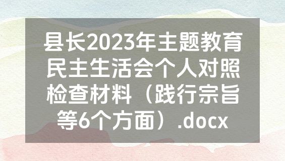 县长2023年主题教育民主生活会个人对照检查材料（践行宗旨等6个方面）.docx