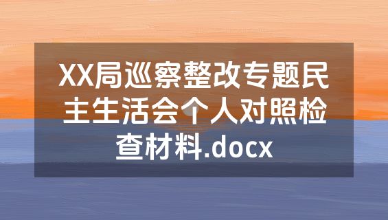 XX局巡察整改专题民主生活会个人对照检查材料.docx