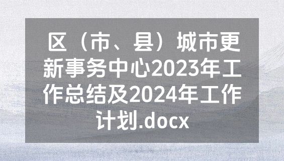 区（市、县）城市更新事务中心2023年工作总结及2024年工作计划.docx