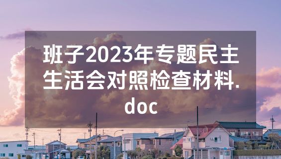 班子2023年专题民主生活会对照检查材料.doc