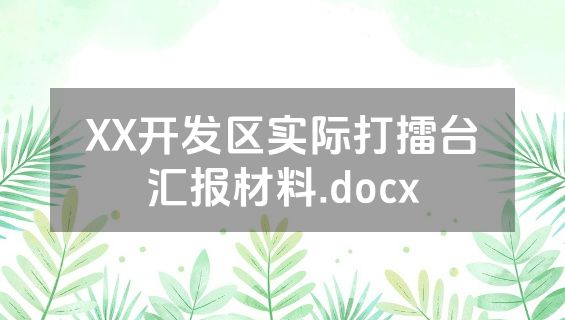 XX开发区实际打擂台汇报材料.docx