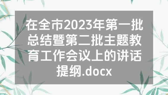 在全市2023年第一批总结暨第二批主题教育工作会议上的讲话提纲.docx