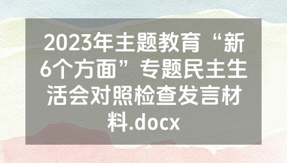 2023年主题教育“新6个方面”专题民主生活会对照检查发言材料.docx