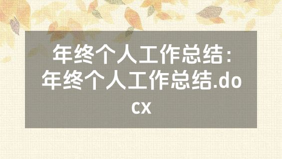 年终个人工作总结：年终个人工作总结.docx