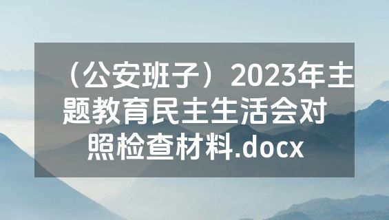 （公安班子）2023年主题教育民主生活会对照检查材料.docx