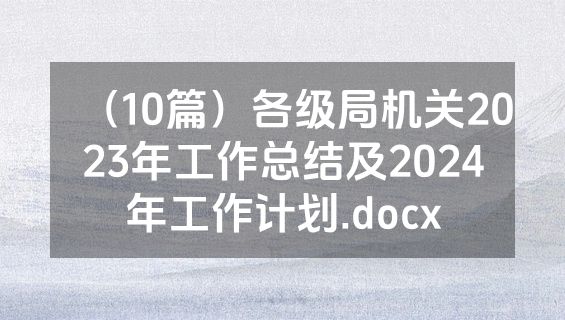 （10篇）各级局机关2023年工作总结及2024年工作计划.docx