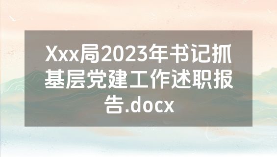 Xxx局2023年书记抓基层党建工作述职报告.docx