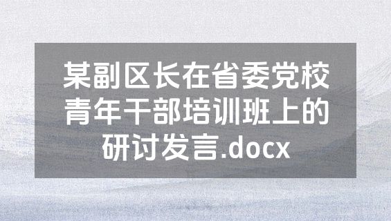 某副区长在省委党校青年干部培训班上的研讨发言.docx