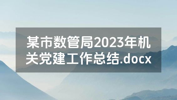 某市数管局2023年机关党建工作总结.docx