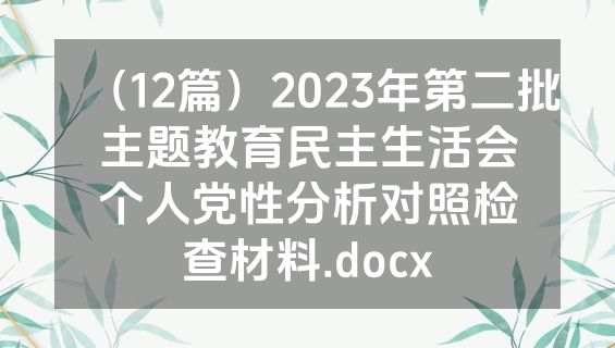 （12篇）2023年第二批主题教育民主生活会个人党性分析对照检查材料.docx