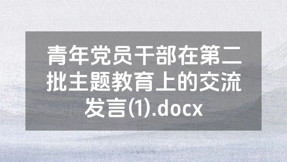 青年党员干部在第二批主题教育上的交流发言(1).docx