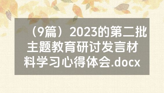 （9篇）2023的第二批主题教育研讨发言材料学习心得体会.docx