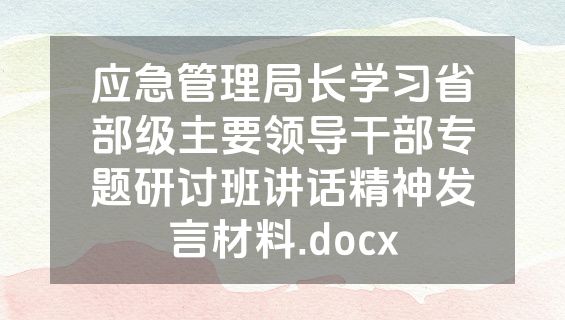 应急管理局长学习省部级主要领导干部专题研讨班讲话精神发言材料.docx