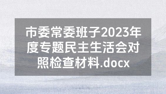 市委常委班子2023年度专题民主生活会对照检查材料.docx