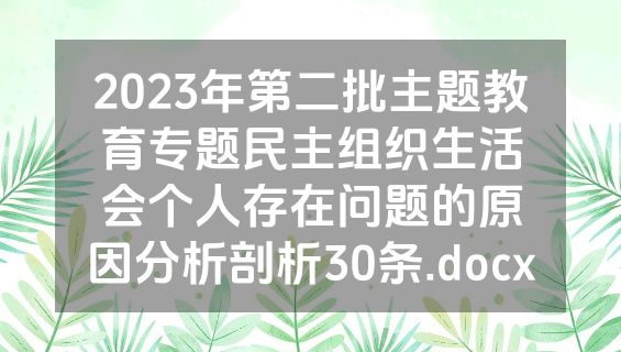 2023年第二批主题教育专题民主组织生活会个人存在问题的原因分析剖析30条.docx