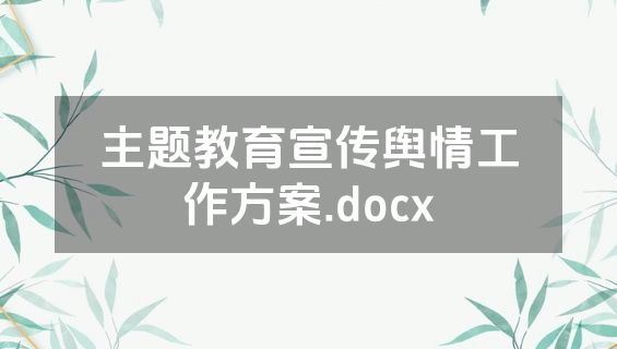 主题教育宣传舆情工作方案.docx