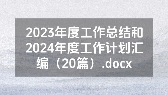 2023年度工作总结和2024年度工作计划汇编（20篇）.docx