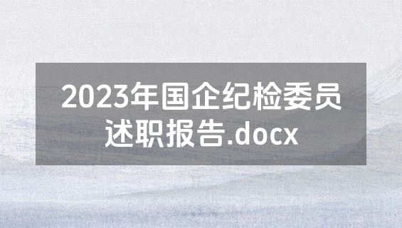 2023年国企纪检委员述职报告.docx