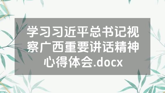 学习习近平总书记视察广西重要讲话精神心得体会.docx
