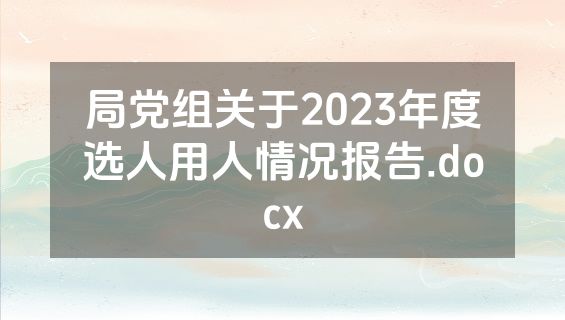 局党组关于2023年度选人用人情况报告.docx