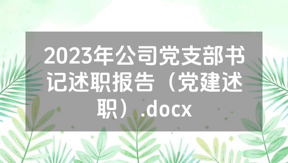 2023年公司党支部书记述职报告（党建述职）.docx