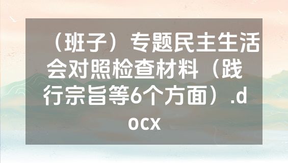 （班子）专题民主生活会对照检查材料（践行宗旨等6个方面）.docx
