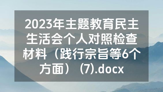 2023年主题教育民主生活会个人对照检查材料（践行宗旨等6个方面） (7).docx