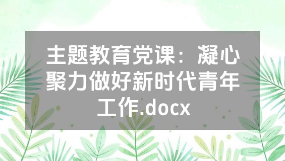 主题教育党课：凝心聚力做好新时代青年工作.docx