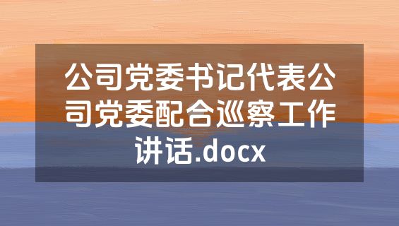 公司党委书记代表公司党委配合巡察工作讲话.docx