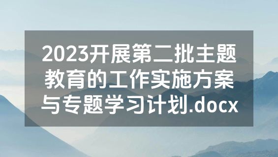 2023开展第二批主题教育的工作实施方案与专题学习计划.docx
