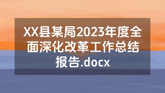 XX县某局2023年度全面深化改革工作总结报告.docx