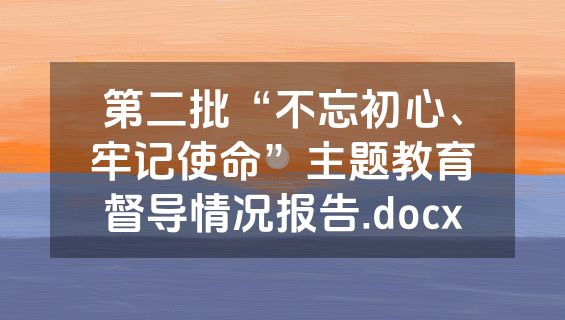 第二批“不忘初心、牢记使命”主题教育督导情况报告.docx