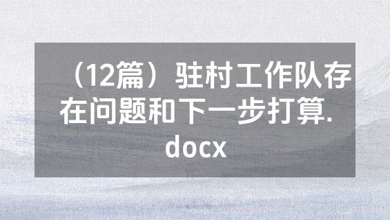 （12篇）驻村工作队存在问题和下一步打算.docx