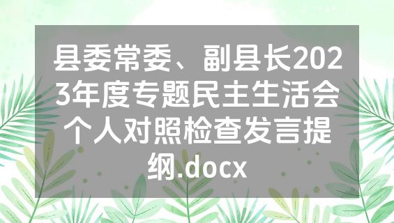县委常委、副县长2023年度专题民主生活会个人对照检查发言提纲.docx