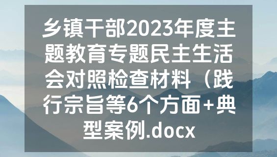 乡镇干部2023年度主题教育专题民主生活会对照检查材料（践行宗旨等6个方面+典型案例.docx