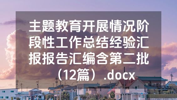 主题教育开展情况阶段性工作总结经验汇报报告汇编含第二批（12篇）.docx