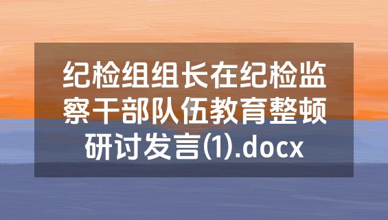 纪检组组长在纪检监察干部队伍教育整顿研讨发言(1).docx